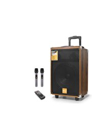 Evi̇mdeyokyok Bluetooth Hoparlör Fm Radyo 12 Inç Usb Tf Aux Çi̇ft Mi̇krofonlu Kumandalı - Ahşap Bq12