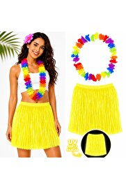 Evi̇mdeyokyok Neon Sarı Hawai̇i̇ Etek 40 Cm Ve Rengarenk Hawai̇i̇ Kolye