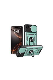 Ethab Ticaret Glb-Stl41414 İphone 16E Kılıf Pars Lens Yüzüklü Silikon - Yeşil