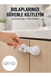 Babuba 4 Adet Bebek Güvenlik Dolap Kilidi Çift Taraflı Bantlı Kolay Montajlı Emniyet S - Bbbbbb8201-3
