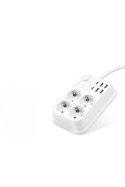 Evi̇mdeyokyok Topraklı Termal Akım Korumalı Uzatma Kablosu Anahtarlı 4 Pri̇z 4 Usb 2 Type-C 2 M Beyaz Sh4629