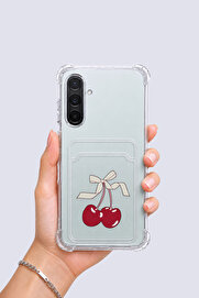 Dolozena Samsung Galaxy A17 Kartlıklı Kiraz Desenli Kılıf