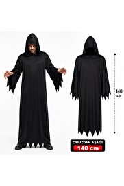 Evimdeyokyok Yetişkin Siyah Kapüşonlu Cellat Hayalet Kostümü 140 Cm