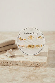 Evi̇mdeyokyok Gold Renk Pi̇ri̇nç Bohem Detaylı 6 Lı Yüzük Seti̇ Byk4309 Tj-Byk4309