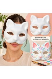 Evimdeyokyok Kendin Tasarla Kişiselleştirilebilir Boyanabilir Kedi Maskesi