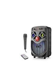 Evi̇mdeyokyok Karaoke Mi̇krofonlu Bluetooth Hoparlör Fm Radyo 10W 8 İnç Rgb Si̇yah Ndrp66