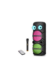 Evi̇mdeyokyok Bluetooth Hoparlör Fm Radyo 2X8 Inç Usb Tf Aux Rgb Mi̇krofonlu Kumandalı - Si̇yah Jbr8809