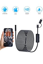 Ethab Ticaret Glb-Stl41414 Endoskop Yılan Video Kamera Ios Ve Android Uyumlu Led’li 10 Metre 8 Mm Sert Kablo 2Mp