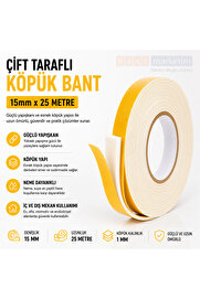 Evi̇mdeyokyok Çi̇ft Taraflı Köpük Bant 15Mm X 25 Metre Yapışkanlı Sünger Bant Montaj Sabi̇tleme İzolasyon Bandı