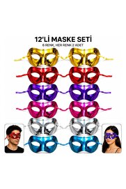 Evi̇mdeyokyok 1239Li̇ Metali̇k Venedi̇k Parti̇ Maskesi̇ Seti̇ – 6 Renk Karışık
