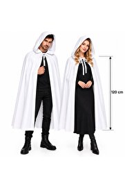 Evimdeyokyok 120 Cm Beyaz Kapüşonlu Uzun Hayalet Pelerin
