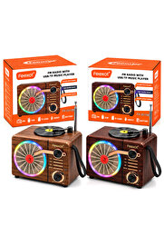 Go İthalat Işıklı Fm Radyo - Retro Usb - Type-C Sarjlı Bt - Tf - Usb Speaker Fx-2513B Pl-4725 () Glbl-Stl57839