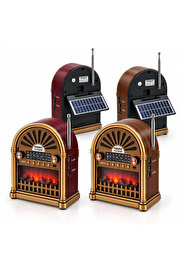 Go İthalat Solar - İbreli Şömineli Radyo - Retro Am - Fm - Sw Usb - Type-C Sarjlı Bt - Tf - Usb Speaker Yg-6041