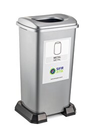 Kartem Sıfır Atık Çöp Kovası 70 Li̇tre Gri̇ Metal Atık