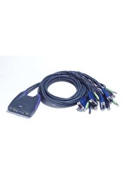Aten 4 portlu USB VGA KVM (Keyboard/Video Monitor/Mouse) Switch, Hoparlör bağlantısı mevcut, Masaüstü Tip