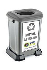 Şen Yayla Sıfır Atık Geri̇ Dönüşüm Kutusu 50 Lt Gri̇-Metal Atıklar