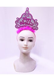 Go İthalat Happy Bi̇rthday Neon Pembe Renk Doğum Günü Tacı 24X15 Cm (4072)