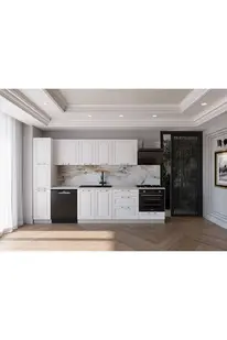 Vi̇sasconcept 300 Cm Mdf Gövde Membran Kapak Üç Çekmeceli̇ Leyla Hazır Mutfak - Beyaz (Tezgah Dahi̇l)