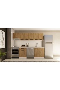 Vi̇sasconcept 260 Cm Yaşam Hazır Mutfak Dolabı Aspi̇ratör Modüllü Atlanti̇k Çam(Tezgah Dahi̇l)