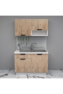 Vi̇sas Concept Mobi̇lya 120 Cm Altın Hazır Mutfak Dolabı (Tezgah Dahi̇l)