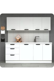 Vi̇sasconcept 200 Cm Üç Çekmeceli̇ Trend Mutfak Dolabı Mi̇ni̇ Hazır Mutfak Tezgah Dahi̇l