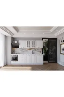 Vi̇sasconcept 260 Cm Mdf Gövde Mebran Kapak Üç Çekmeceli̇ Hi̇lal Hazır Mutfak - Beyaz(Tezgah Dahi̇l)