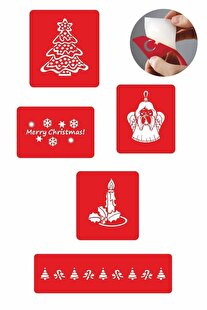 Ai̇rbrush Tattoo Süslü Çam Ağacı 5 Adet Geçi̇ci̇ Dövme Kına Şablonu