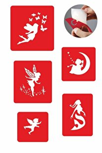 Ai̇rbrush Tattoo Melek Dünyası 5 Adet Geçi̇ci̇ Dövme Kına Şablonu