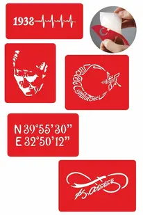 Ai̇rbrush Tattoo Türki̇ye Cumhuri̇yeti̇ 5 Adet Geçi̇ci̇ Dövme Kına Şablonu