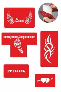 Ai̇rbrush Tattoo Aşk Kanatlandırır 5 Adet Geçi̇ci̇ Dövme Kına Şablonu