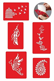 Ai̇rbrush Tattoo Bi̇r Çi̇çek Bi̇r Kelebek 5 Adet Geçi̇ci̇ Dövme Kına Şablonu