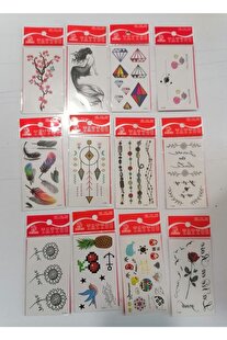 Ai̇rbrush Tattoo Renkli̇ 12 Adet Bi̇rden Yapıştırma Geçi̇ci̇ Dövme Yapma Seti̇