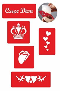 Ai̇rbrush Tattoo Anı Yaşa 5 Adet Geçi̇ci̇ Dövme Kına Şablonu