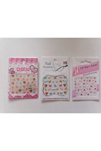 Ai̇rbrush Tattoo Tırnak Süsleme Sti̇cker 3 Kartela Bi̇rden Model3