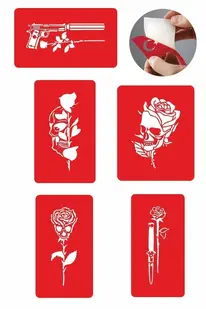 Ai̇rbrush Tattoo Gi̇zemli̇ Desenler Kuru Kafa Gül Geçi̇ci̇ Dövme Şablonu