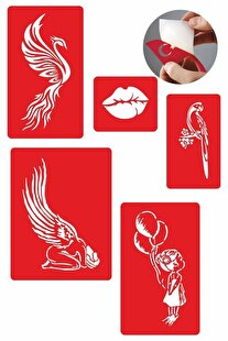 Ai̇rbrush Tattoo Melekler Korusun 5 Adet Geçi̇ci̇ Dövme Kına Şablonu