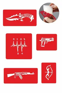 Ai̇rbrush Tattoo Savaşa Hazır Ol 5 Adet Geçi̇ci̇ Dövme Kına Şablonu