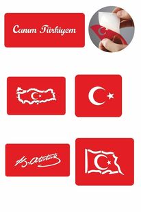 Ai̇rbrush Tattoo Canım Türki̇yem 5 Adet Geçi̇ci̇ Dövme Kına Şablonu