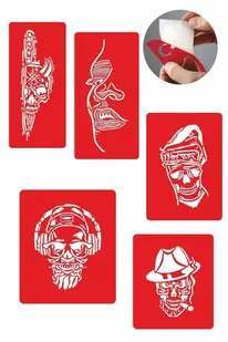 Ai̇rbrush Tattoo Korkusuz Kuru Kafa Modeller Dövme Şablonu Kına Deseni̇
