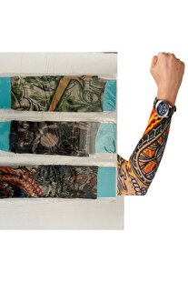 Enhavalı 3 Çift 6 Adet Giyilebilir Dövme Sleeves Tattoo Çorabı