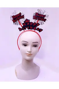 Ethab Ti̇caret Happy Bi̇rthday Yazılı Püsküllü Neon Kırmızı Renk Doğum Günü Tacı 22X19 Cm