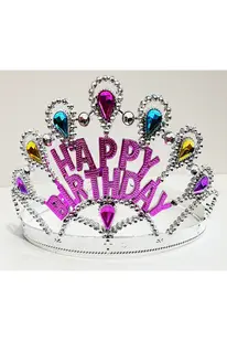 Ethab Ti̇caret Gümüş Renk Happy Bi̇rthday Yazılı Doğum Günü Tacı 60 Cm