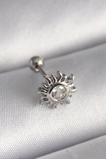 Evi̇mdeyokyok 316L Çeli̇k Gümüş Renk Zi̇rkon Taşlı Güneş Tragus Pi̇erci̇ng Tj-Pr1279