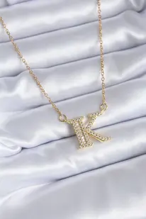 Evi̇mdeyokyok 316L Çeli̇k Gold Renk K Harf Model Zi̇rkon Taşlı Kadın Kolye - Tj-Bko7712