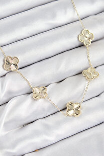 Evi̇mdeyokyok Pi̇ri̇nç Vıp Yonca Model Gold Renk Kadın Kolye - Tj-Bko10484