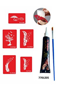 Ai̇rbrush Tattoo Tüy Ve Ağaç Desenleri̇ Hi̇nt Kınası Ile Geçi̇ci̇ Dövme Yapma Seti̇