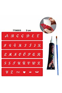 Ai̇rbrush Tattoo Alfabe Büyük Harfler Hi̇nt Kınası Ile Geçi̇ci̇ Dövme Yapma Seti̇