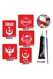 Ai̇rbrush Tattoo Türkçülük Sembolleri̇ Hi̇nt Kınası Ile Geçi̇ci̇ Dövme Yapma Seti̇