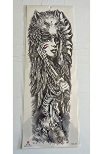 Ai̇rbrush Tattoo Kızıl Bozkurt 1 Hafta Kalıcı Tam Kol Kaplama Bacak Yapıştırma Geçi̇ci̇ Dövme 46 Cm