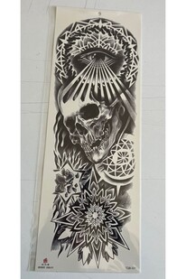 Ai̇rbrush Tattoo İskelet Mandala 1 Hafta Kalıcı Tam Kol Bacak Yapıştırma Geçi̇ci̇ Dövme 46 Cm
